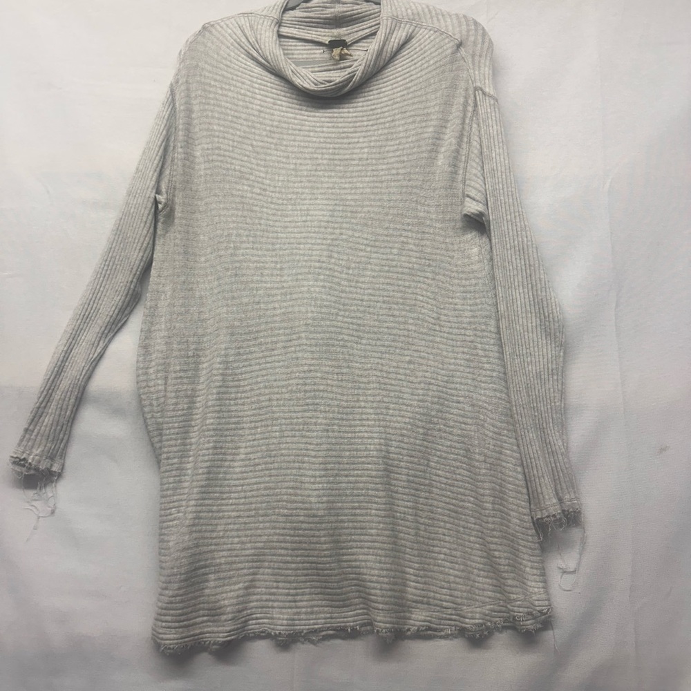 We The Free Light Gray‎ Cowl Neck Sweater large open back
